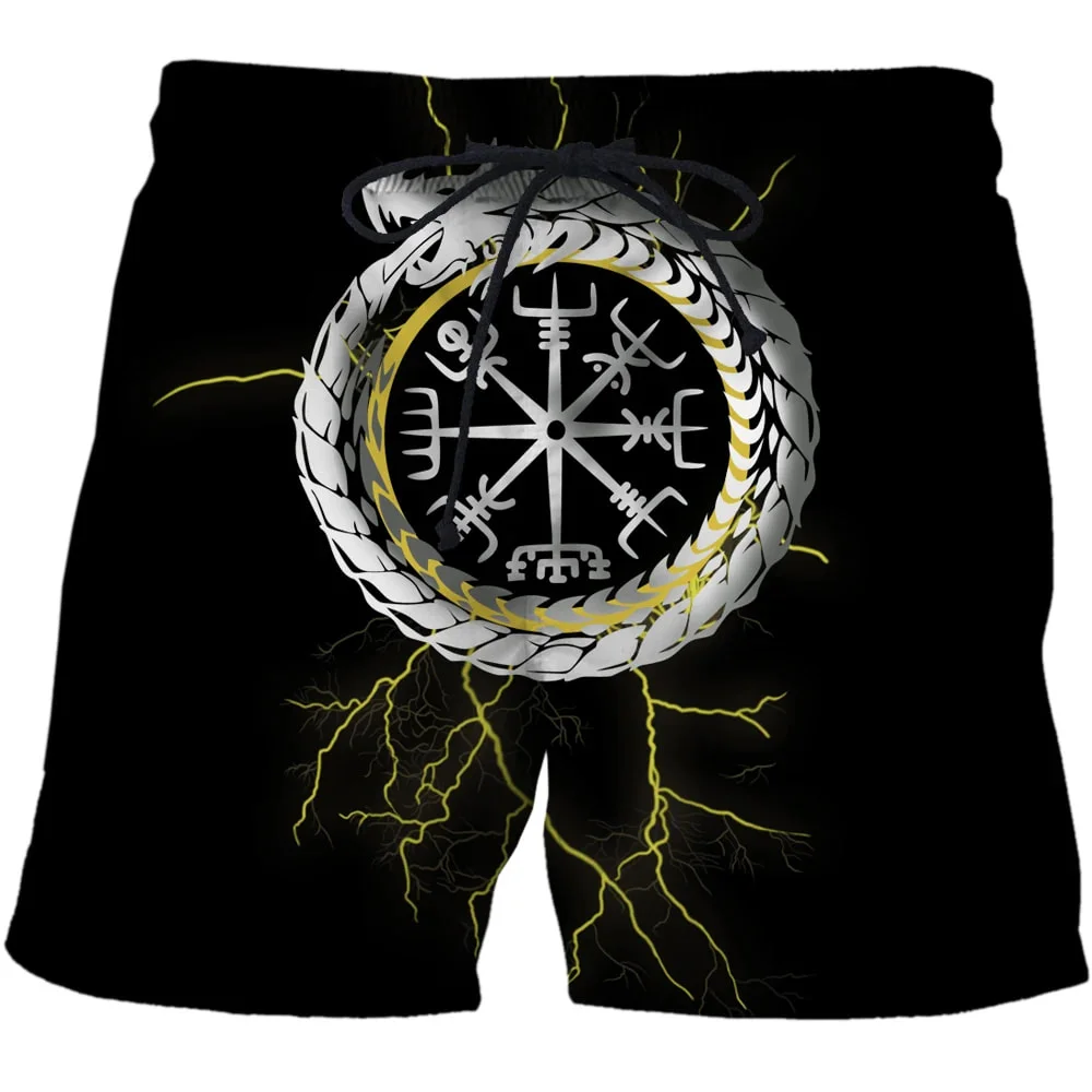 Viking Myth Valhalla Totem 3D Print Beach Shorts Graphic Men's Casual Sport Shorts Summer Surfing Shorts Comfortable Short Pants 5