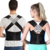 Posture Back Brace Pink Black Adjustable Back Support Strap Corrector to Prevent Spinal Distortion and Hunchback for Men Women 2