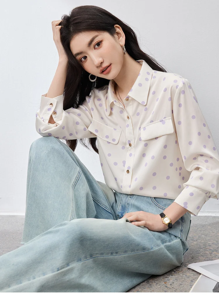 SENTUBILA purple polka dot shirt image 15