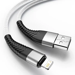 Enhanced Fast - Charging USB Cable for Apple Devices - Durable Long - Length Data Cord (WHITE)