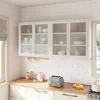 Retro Style Wall Mounted Cabinet Table-Top Storage Cabinet with Hazy Glass Doors and 2 Adjustable Shelves for Bathroom Kitchen L 1