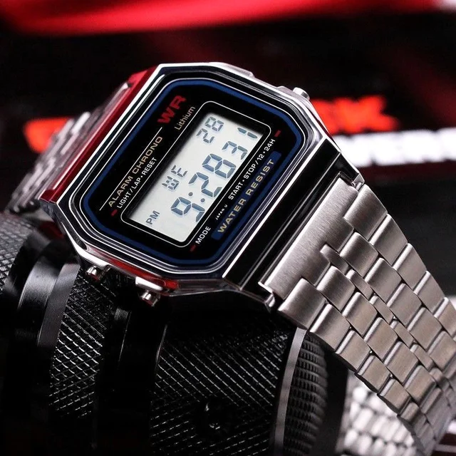 Luxury Gold Silver Sports Military Watches Men Women LED Digital Wristwatches Retro F91W Steel Band Electronic Watch Wrist Clock 2