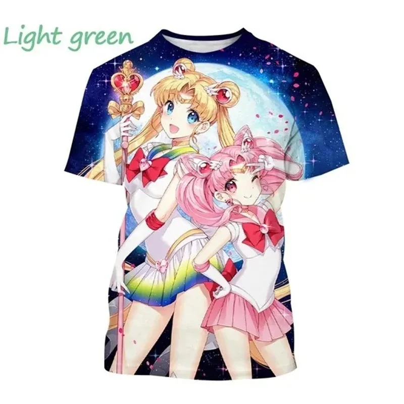 New Children T Shirt Anime Sailor Moon Printed 3D T-shirt Fashion Cute Girly Anime Harajuku Style Short Sleeve Tshirt Top