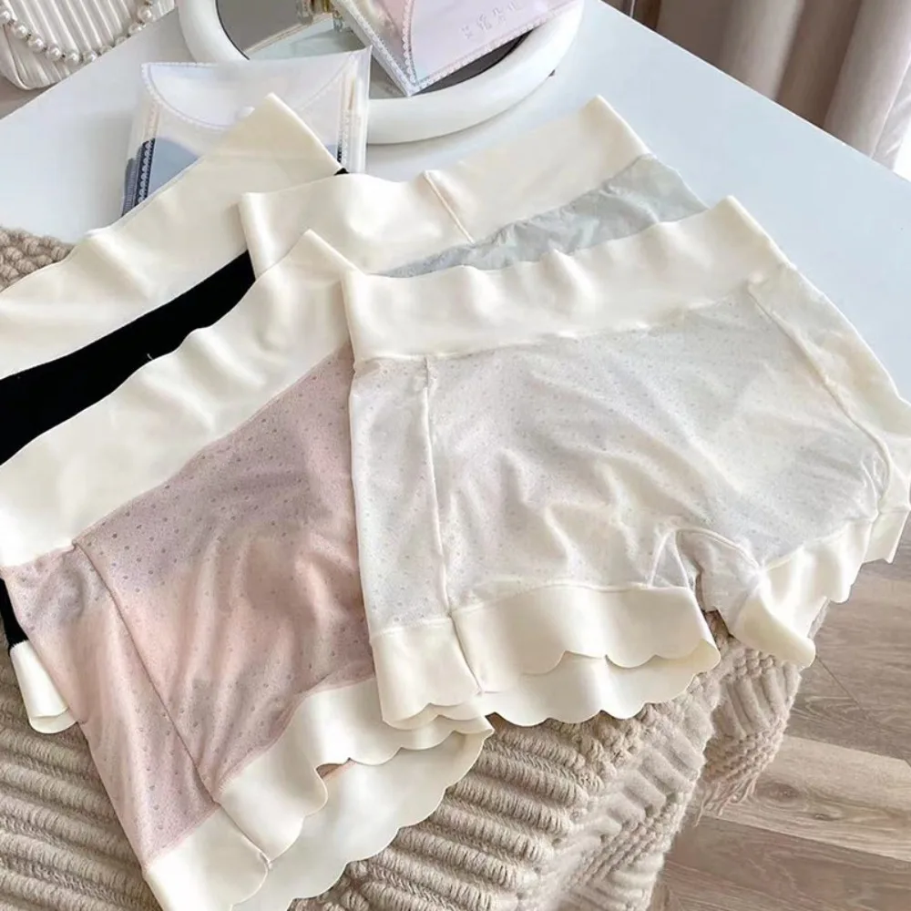 

Summer Skin-Friendly Ice Silk Solid Color Large Size Traceless High Waist Skirt Shorts Safety Short Pants Women Underwear