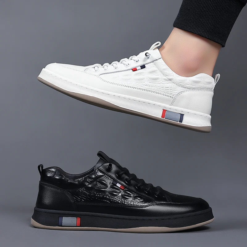 Herren Leder Sneaker, Vulkanisierte Freizeitschuhe Zum Laufen_voghion.com