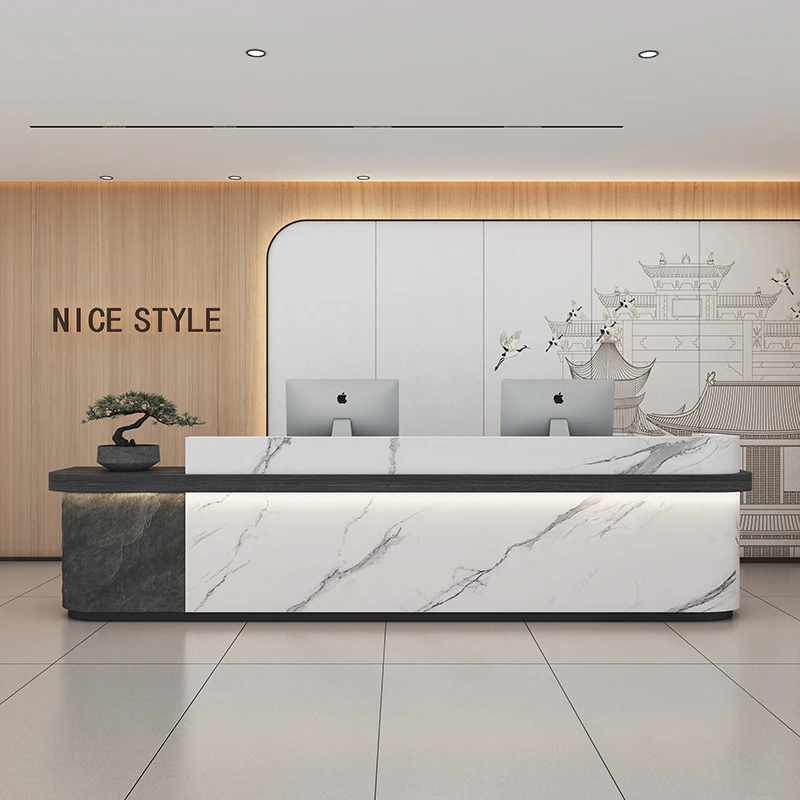 Wooden Podium Stand Front Desk Reception Counter Clothes Pulpitos Churches Acrylic Lectern Church Checkout Bureau Meuble Long