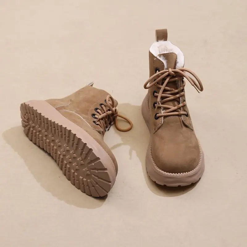 NEW Fashion Comfort Women's Autumn and Winter New Girls' Short Boots Plus Size 40 Leather Shoes Fleece-lined Thickened Fashion