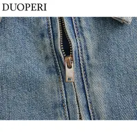 DUOPERI Women Fashion Solid Denim Dress Long Sleeves Female Chic Lady Casual Loose Short Dress - Image 4