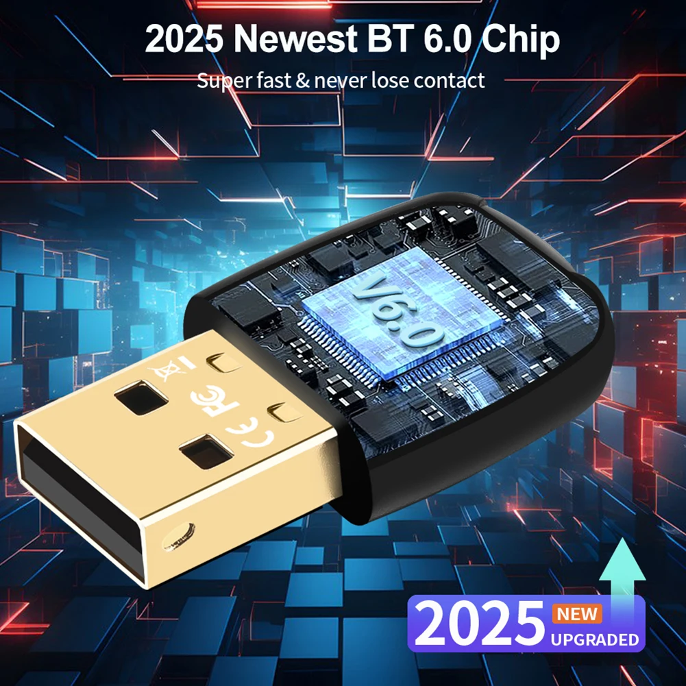 BT 6.0 어댑터 무선 BT 송수신기 무선 동글 (PC 마우스, 키보드, 헤드폰, 스피커용)