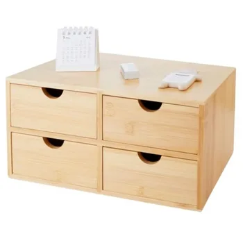 Bamboo Desk Organizer Countertop Organizer with Drawers Makeup Storage Drawer Tabletop Storage Organization Box Home Office Wor 1