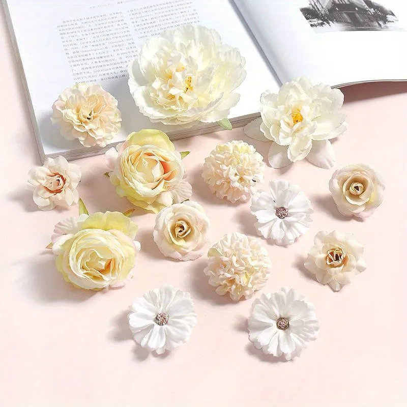 Gemischte Rose künstliche Blumen Seide gefälschte Blumen Köpfe für zu Hause Raum dekor Hochzeits dekoration DIY Handwerk Girlande Geschenke Zubehör – Detail 8