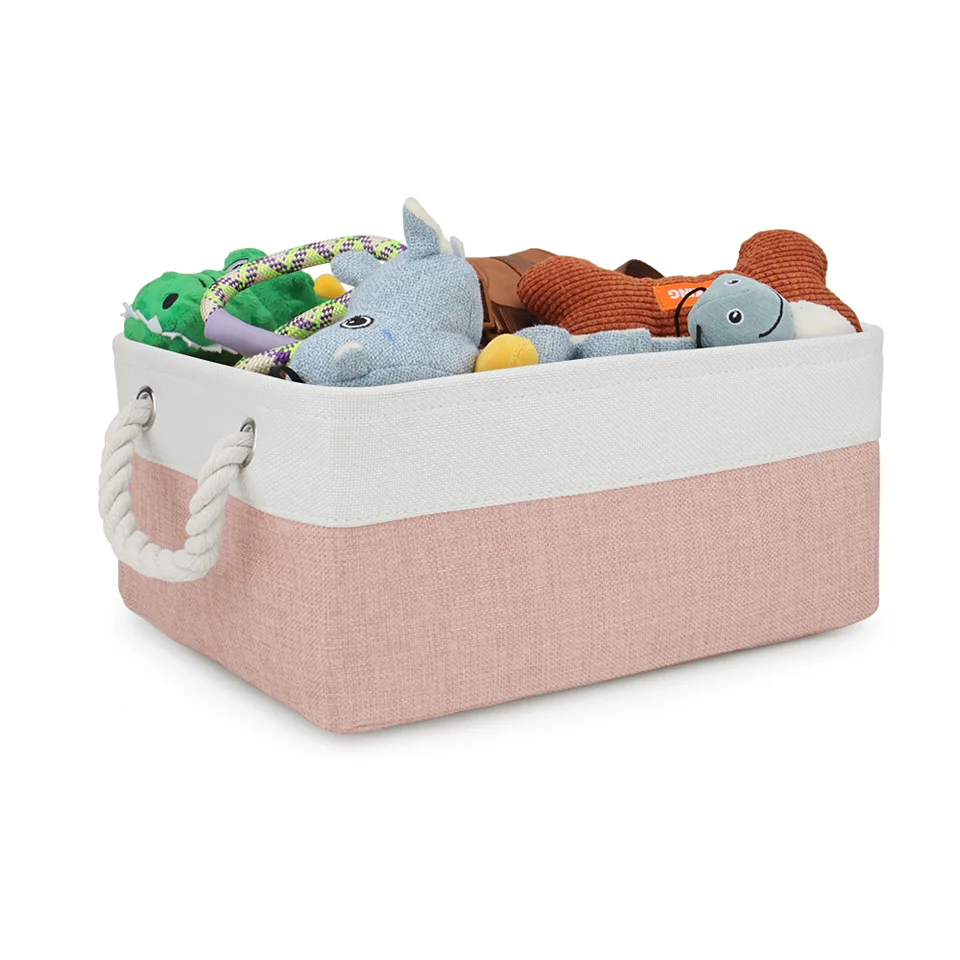 Piang Gouer Personalized Pet Toy Storage Box – Collapsible Linen Bin For Dog Cat Accessories (Pink, Medium) - View #9