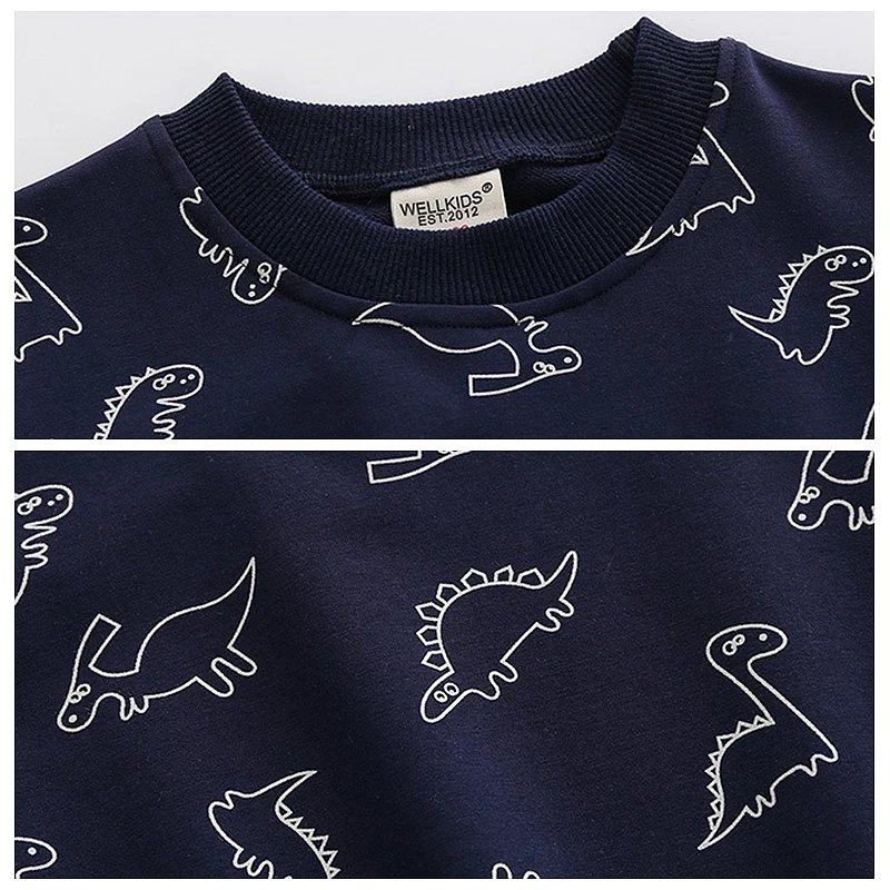 XUANMU Kids Cotton Sweatshirt Boys Girls Long Sleeve Print Dinosaur Sports Baby Tops Spring Autumn Toddler Clothes XB091_voghion.com