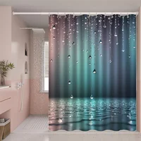 ม่านอาบน้ำดีไซน์หยดน้ำกันน้ำฉากกั้นอาบน้ำตกแต่งบ้านการพิมพ์ 3 มิติอุปกรณ์ห้องน้ำที่หรูหรา 2