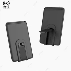 Silicone Adhesive Phone Card Holder and Stand - Slim Fashion Credit Card Pocket (Black)