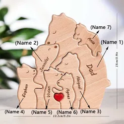 Customized Wooden Bear Home Art Puzzle - Unique Laser - Cut Decor & Heartfelt Gift - No customized (7 bears)