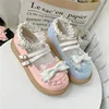 Shoes for Women Round Toe Gothic Blue Mary Jane Cute Kawaii Japanese Style Lolita Woman Flats Spring High Quality Fashion Korean 6