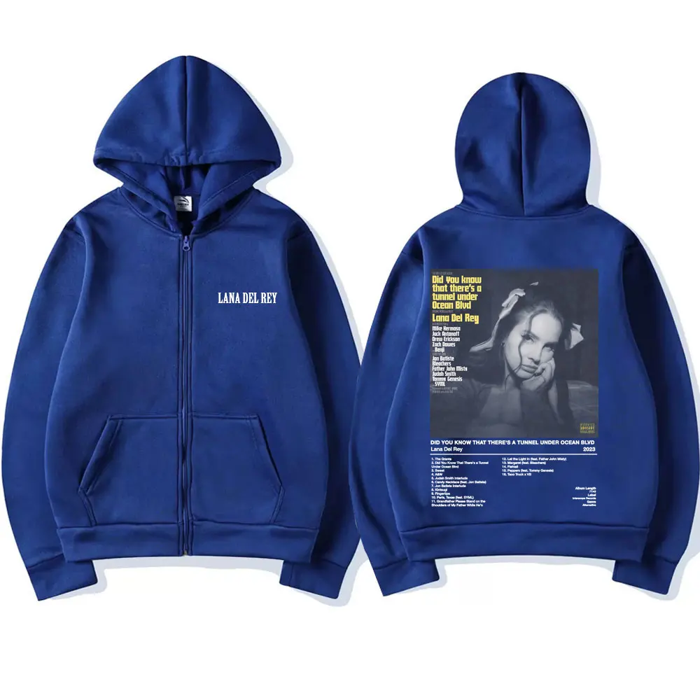 Lana Del Rey Did You Know That There's A Tunnel Under Ocean Blvd Music Album Zipper Hoodie Men Women Hip Hop Zip Up Jacket Tops