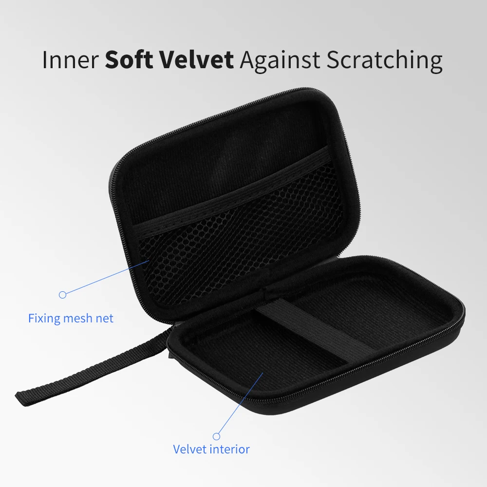 External Hard Drive Disk Case Shockproof EVA Case 2.5in HDD Mesh Pocket Soft Inner Fabric Carrying for Office Use
