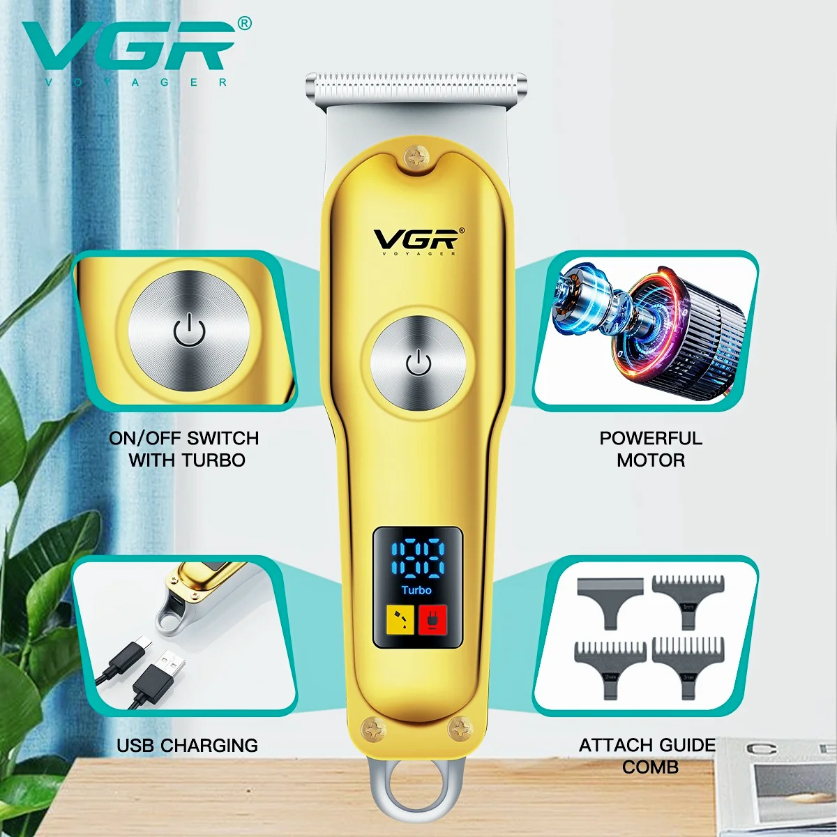 VGR Cordless Electric Hair Clipper for Men