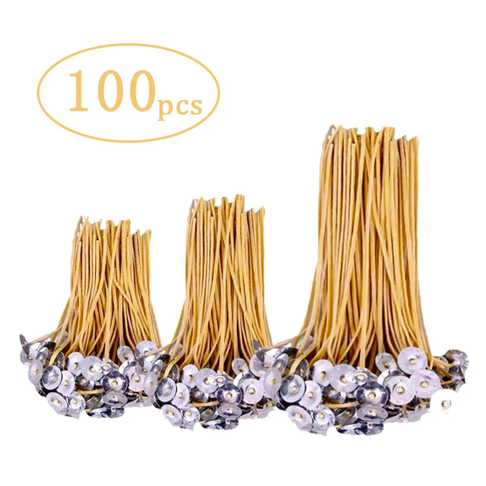 100Pcs/Bag Beeswax Candle Wicks 9-20cm Pre-Waxed Natural Soy Wax Cotton Wicks Candle Making Supplies 3 Types Bases Candle Wick Candle Wicks