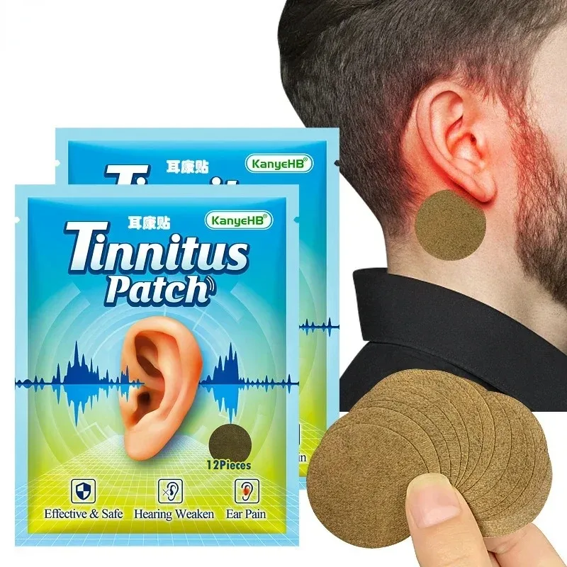 12pcs Tinnitus Patch For Ear Pain Protect Hearing Loss Improve Migraine Natural Herbal Extract Plaster Health Care tinnitus patch
