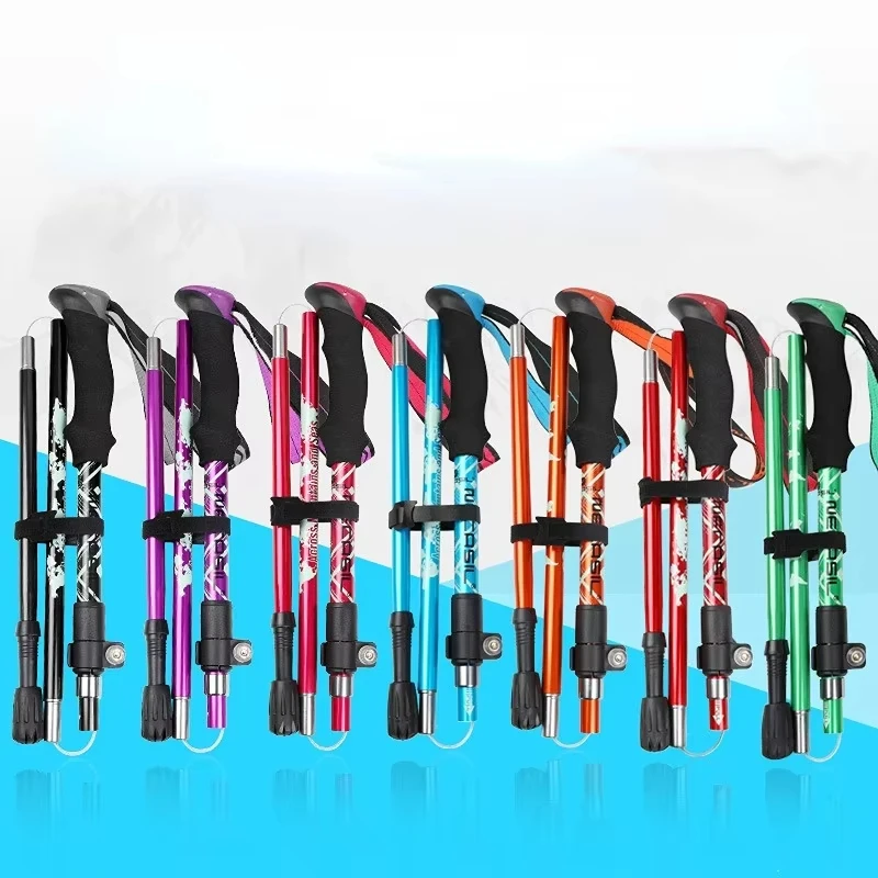 2PCS Trekking Poles Adjustable Ultralight Walking Sticks Alpenstock Outdoor Hiking-Climbing Mountaineering Sticks