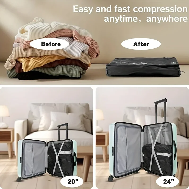 1pc Waterproof and dustproof travel bags  vacuum compression storage bags reusable compression bags  foldable storage