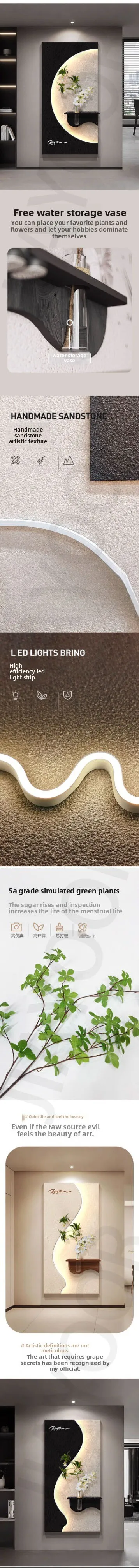 Luxury LED Wall Lamp with Green Plant Decoration