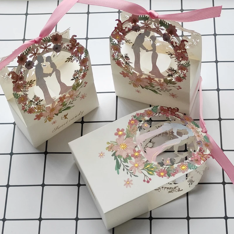 

Gift Box Packaging Wedding Sweet Candy Bride & Groom Flower Small Boxes Thank You Box for Guest Wedding Favors Party Supplies