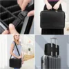Large size travel makeup bag with mirror, zoned makeup bag with LED-lit makeup mirror, 3 light color modes, adjustable, 5