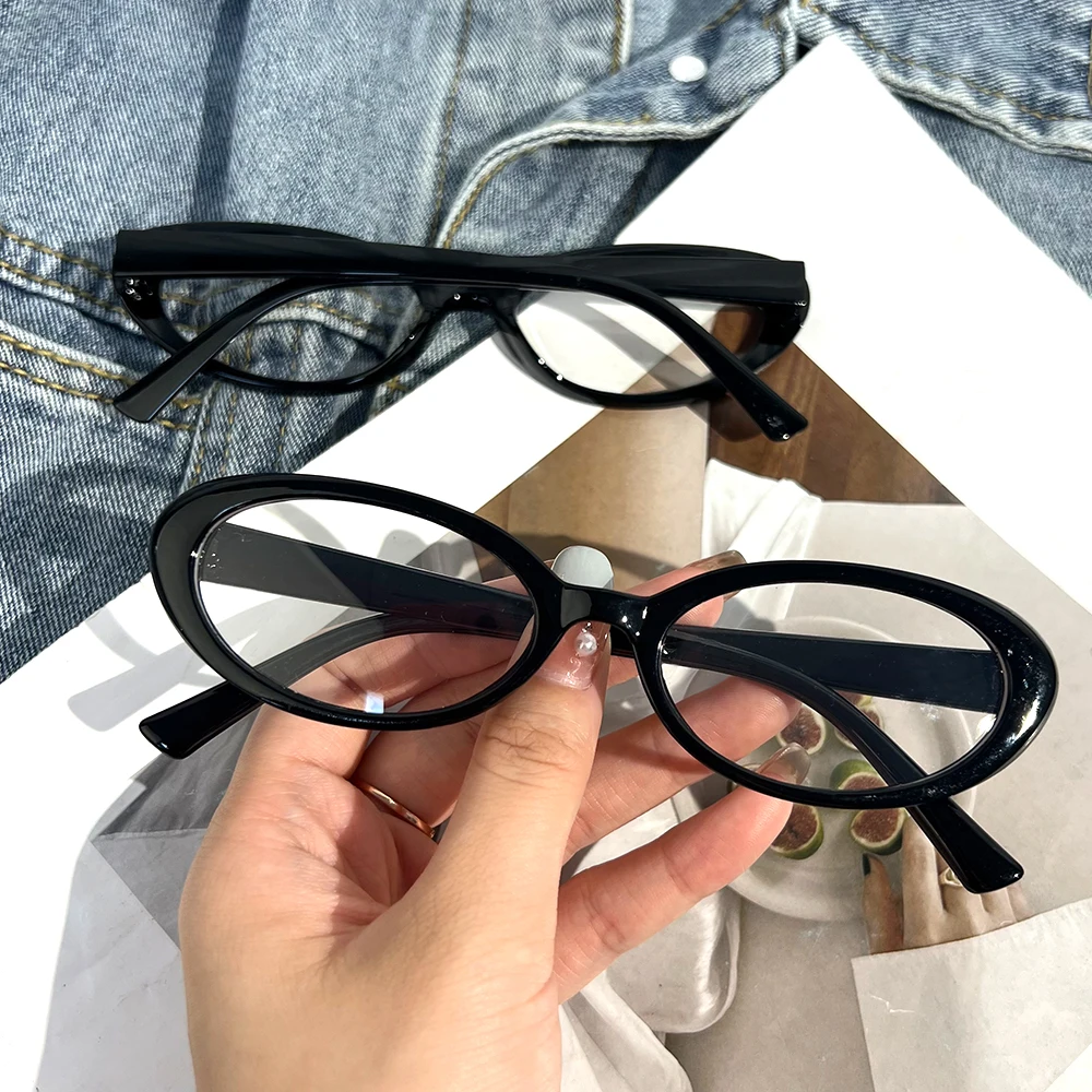 Retro Oval Glasses Women Girls Y2K Red Green Frame Glasses Eyewear Decorative Computer Anti-blue Eyeglasses with Seaside Driving