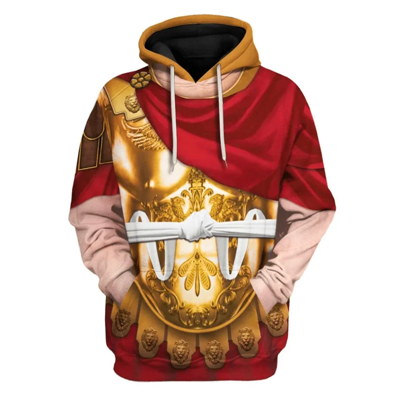 

Ancient Edieval Knight Cosplay 3D Print Hoodies For Men Clothing Casual Pullover Long Sleeve Sweatshirt Hooded Tops Kids Clothes