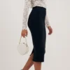 HQBORY Quality Red Split Bandage Skirt 2023 For Women Vintage Zipper Midi Pencil Bodycon Skirt  Black High Waist Office Lady XL 5