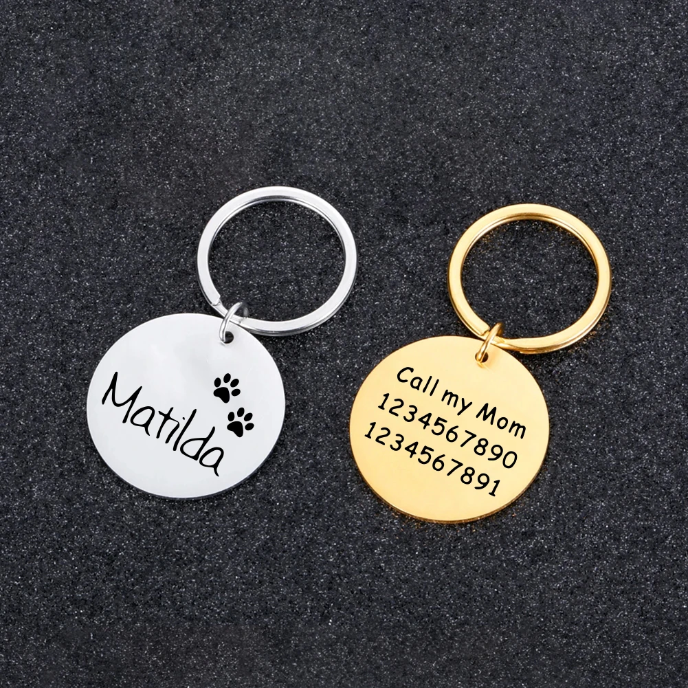 Pet ID Tag 1pc Romantic dog footprint Customized Name and text Cat Dog with Cute Symbols Personalized