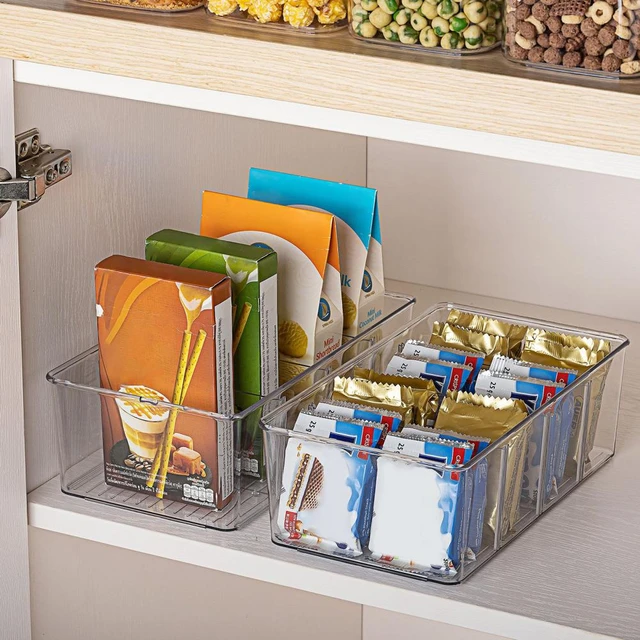 Clear Storage Box Stackable 4 Compartments Countertop Food Snack Seasoning  Divider Refrigerator Organizer Kitchen Supplies - AliExpress