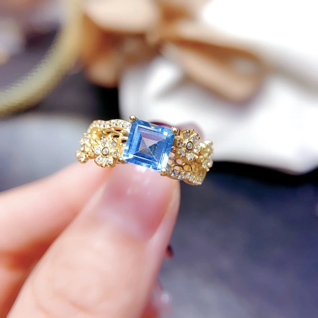 

Engagement Ring Designed for women Sterling Silver 925 Natural Topaz Topaz Ring Jewelry Free shipping original boutique