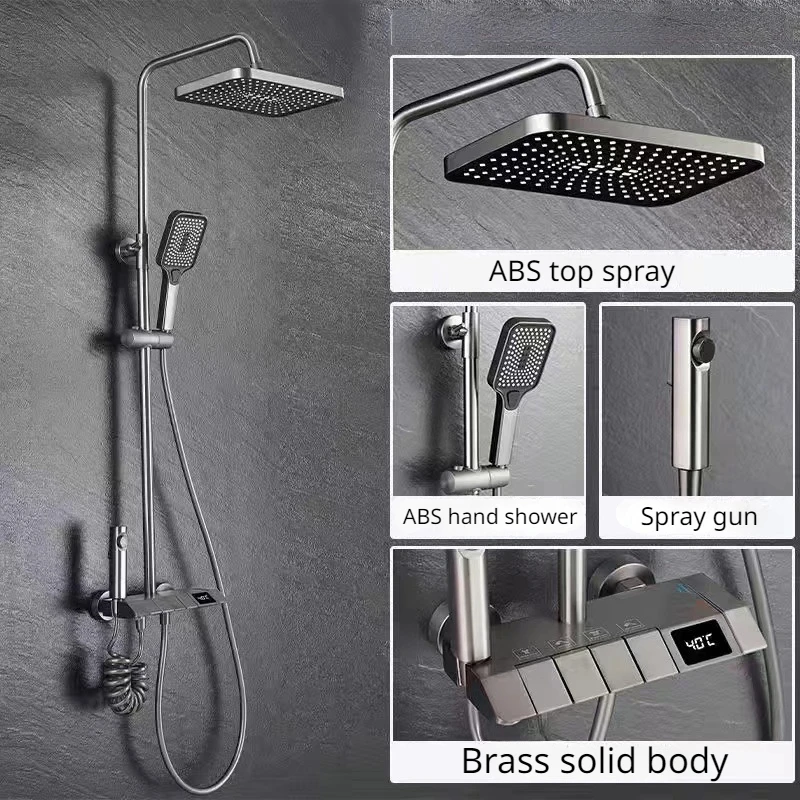 

Латунное черное пианино для ванной комнаты, цифровая настенная Душевая система, набор горячей и холодной детской воды