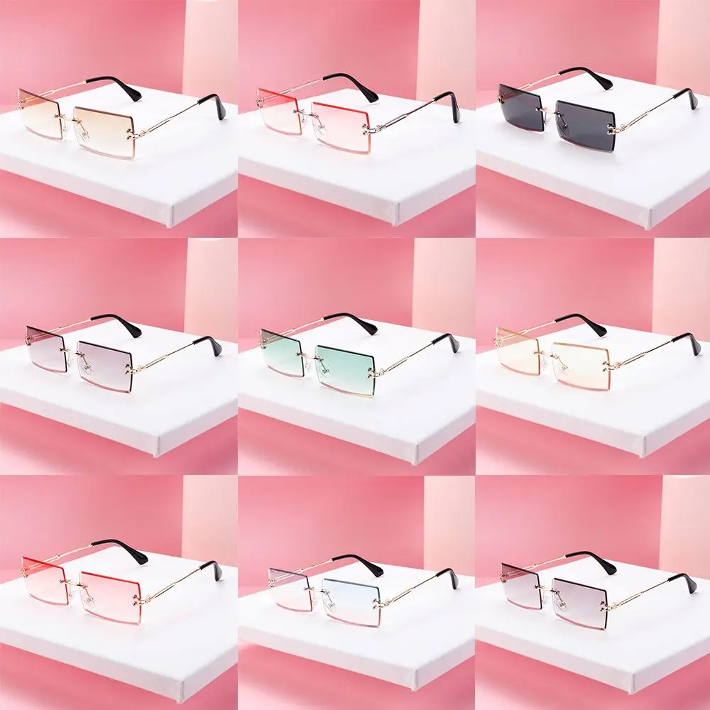 

Women and Men Summer Eyewear Rimless Square Sunglasses Fashion Sunglasses Shades Rectangle Sun Glasses