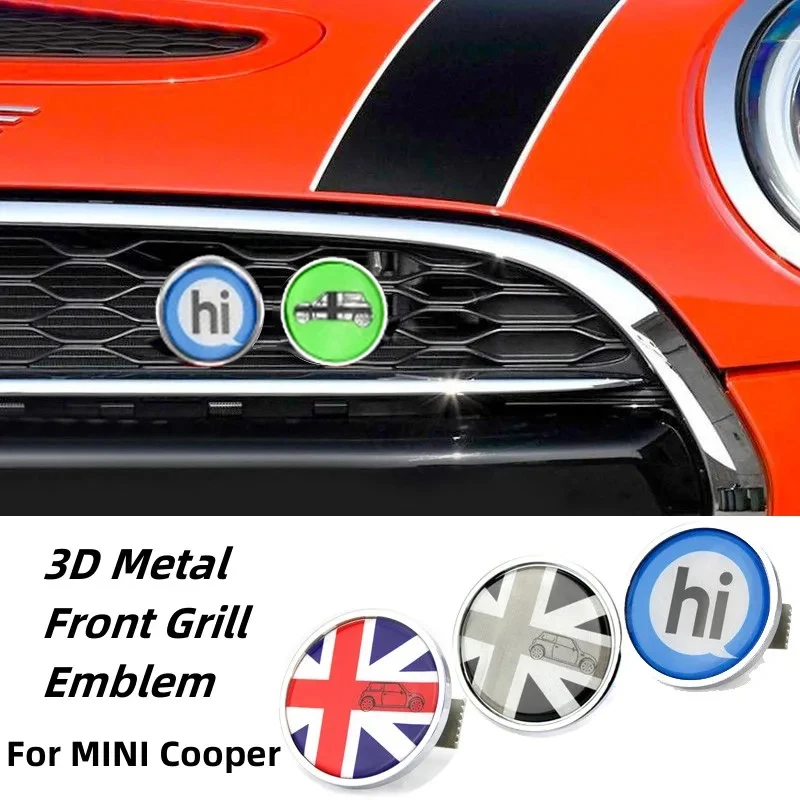 Metal-3D-Front-Grill-Emblem-Stickers-Badge-For-MINI-Cooper-JCW-S-One