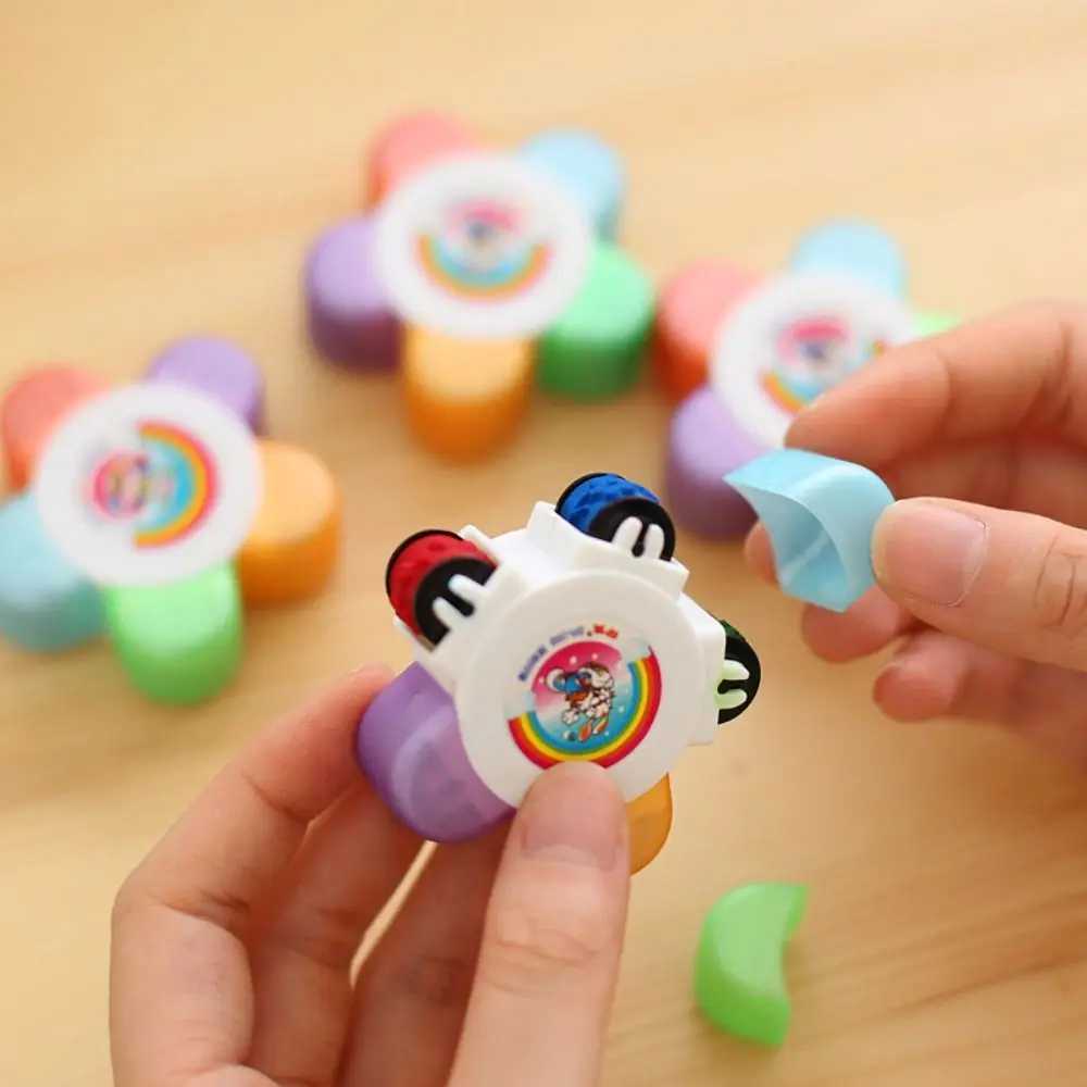 Colorful Flower Roller Seal Stamps 5 in 1 DIY Decorative Stamp Drawing Diary Hand Account Tool Children Gift