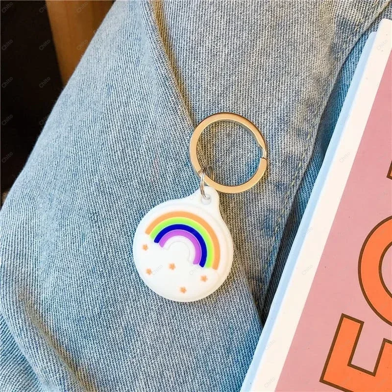 Airtag Case Cute Cartoon Soft Silicone Protective Cover For Apple Airtags Holder KeyChain Shell Tracker