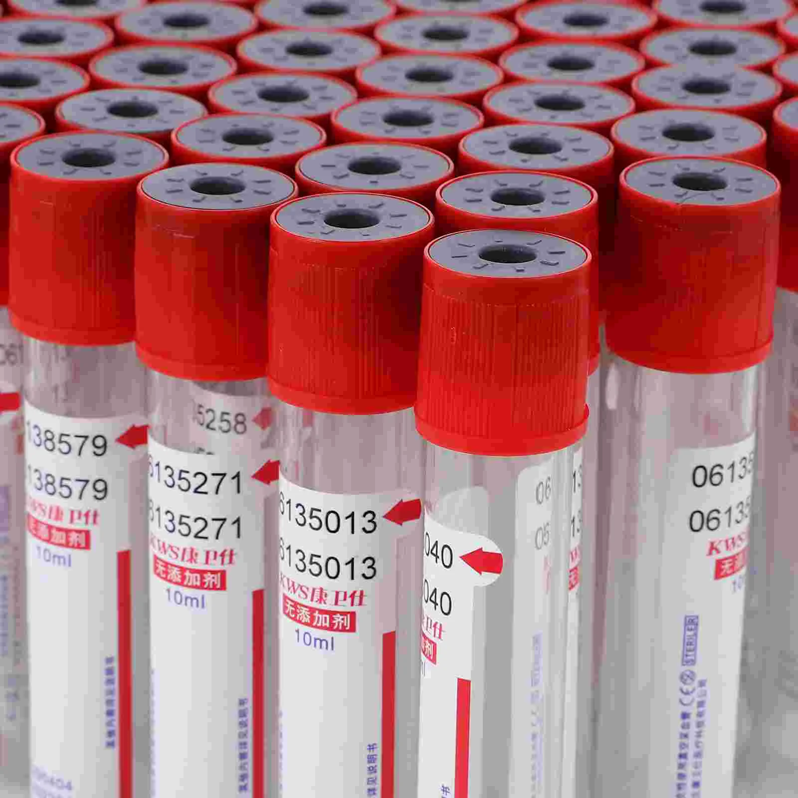 100pcs Disposable Glass Negative Pressure Tubes with Cover for Laboratory Experiment and Blood Collection