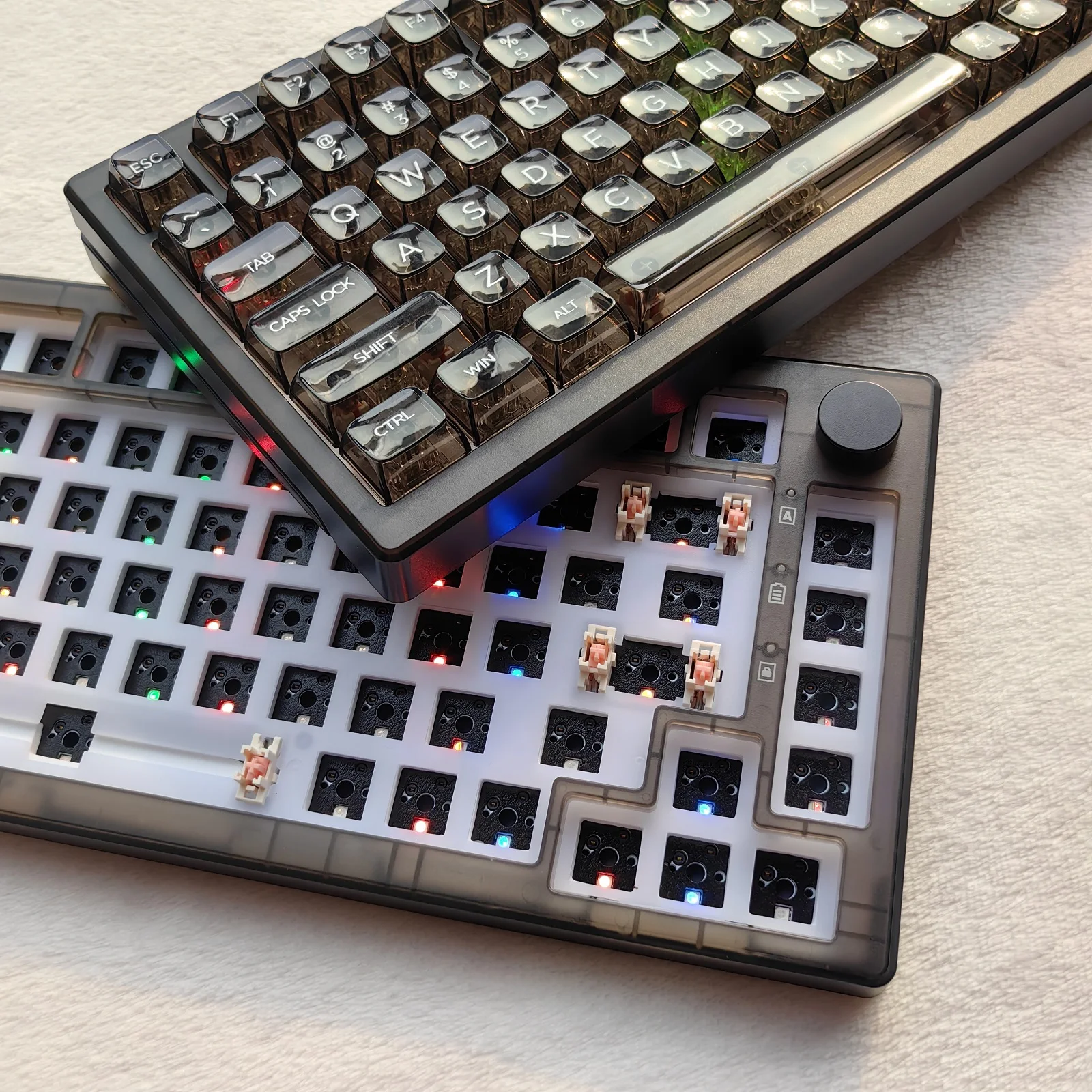 Maimooo-kit Teclado Transparente Hot Swappable Bluetooth 2.4g com Fio Diante do Sul Luz Lateral Rgb Faça Você Mesmo 8key Mlk75 75 - Imagem 2