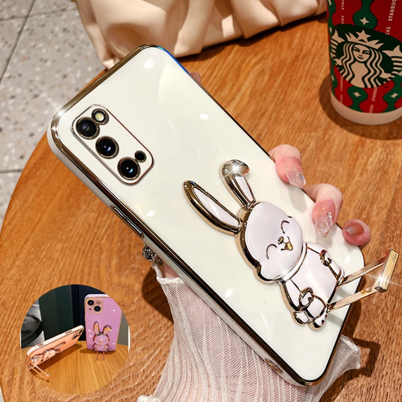 Crossbody Lanyard Quicksand space bear Plating Case for Huawei P60 P50 P40  P30 P20 Lite Pro Silicone Cover
