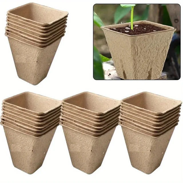 50Pcs Plant Pots Nursery Cups Garden Tray Biodegradable Paper Pulp Peat Pots 6/8cm Plant Grow Bags For Home Garden Accessories 2