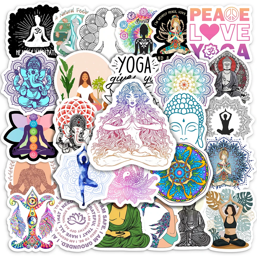 50Pcs Yoga Aesthetic Art Mandala Flowers Waterproof Stickers Cool Yoga Girl  Mandala Laptop Vinyl Sticker Decals for Laptop Phone - AliExpress