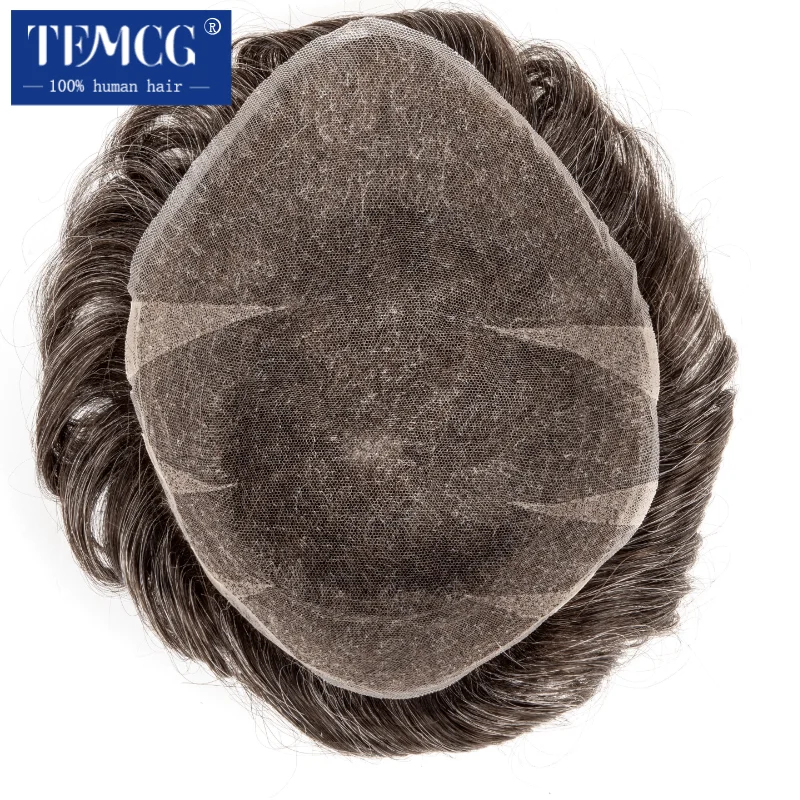 Protesi Capillare Maschile in Pizzo Svizzero Parrucca da Uomo Ultra Delicata AIR-Lace Traspirante 100% Capelli Umani Toupet Sistema per Uomo Parrucca Maschile