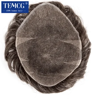 Protesi Capillare Maschile in Pizzo Svizzero Parrucca da Uomo Ultra Delicata AIR-Lace Traspirante 100% Capelli Umani Toupet Sistema per Uomo Parrucca Maschile
