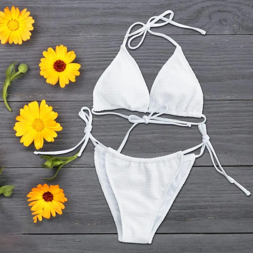 

Summer Beach Cover-up Set Halter Bra Cover-up Swimsuit Floral Decor Bikini Set with High Waist Cover Up Skirt Summer for Women